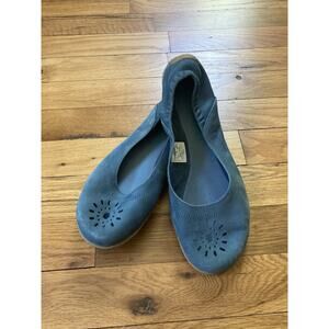 Merrell Vibram Barefoot Ballet Leather Flats Rubber Outsole US 8 Blue Denim